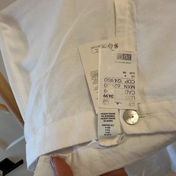 H&M White Linen Wide Leg Pants NWT Size US 4 - Picture 2 of 6